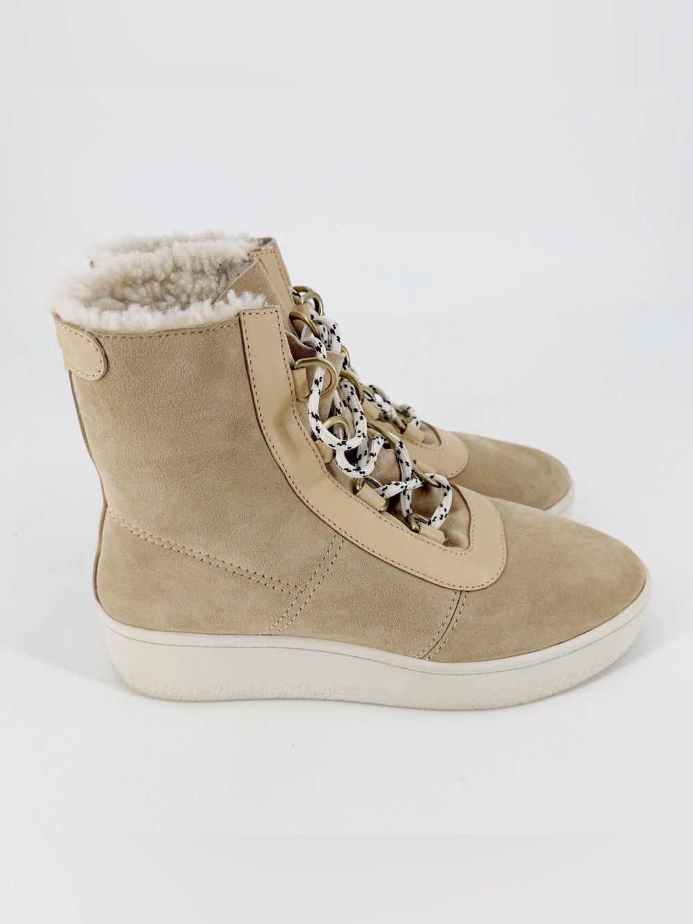 Rag & bone Oslo Suede Lace Up Boots 9.5 Shearling Lambskin Lining